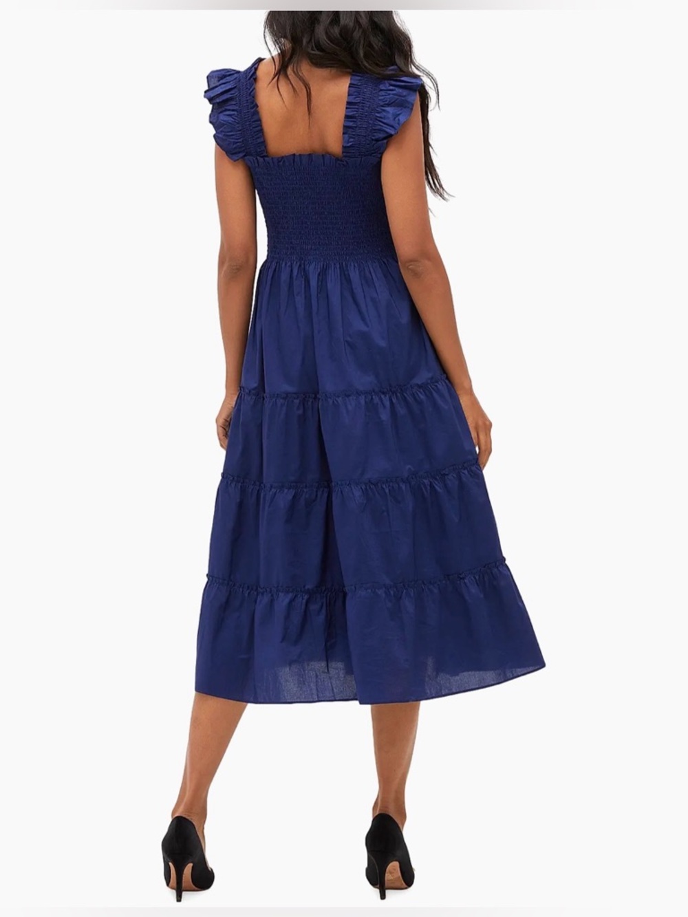 Hill House Deep Blue Smocked Tiered Midi Dress - Picture 2 of 12